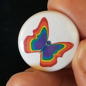 NWT Rainbow Butterfly Pin / Brooch White 1"